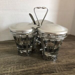 Vtg Dominion Glass Atomic Serving Set
